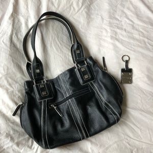Black Tignanello Leather Shoulder Bag